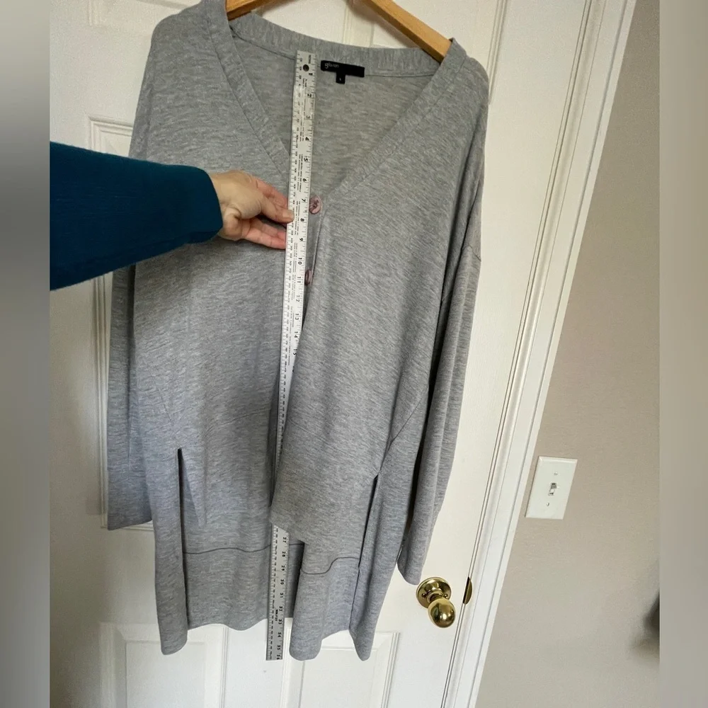 Gibson Heather Gray Button-Front Cardigan Sweater‎ | Size L - Picture 3 of 6